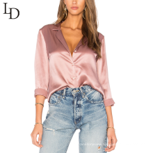 latest designs custom pink casual long sleeve shirt for women